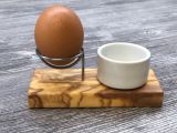 Egg Cup made of Olive Wood and Stainless Steel with...