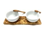 Dipschalen Ø 8,5 cm Porzellan/Olivenholz 5tlg. Typ 1