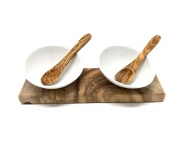 Dip Bowl Ø 10cm Porcelain / Olive Wood 5 pc. Type 2