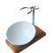 Shaving brush holder KLASSIK PLUS made of olive wood with porcelain bowl at an angle of 10 cm