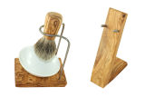 Shaving set DESIGN PLUS 4 parts made of olive wood with...