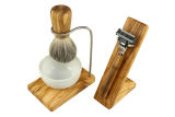 Shaving set DESIGN 5 parts made of olive wood with...