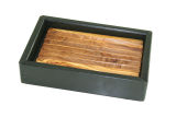 Soap dish made of slate and olive wood 14 cm