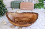 Soap dish olive wood RUSTIC MEDIUM length 12-14 cm