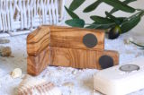 Magnetic soap holder made of olive wood