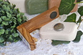 Magnetic soap holder made of olive wood 9 cm