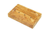 Square soap dish made of olive wood