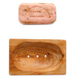 Square soap dish made of olive wood