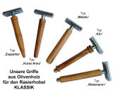 Rasierhobel Olivenholz KLASSIK Griff "K2 Luxury"
