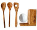 Kitchen spoon stand made of olive wood 3 pcs. Set with wooden spoon