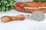Pizza cutter pizza roller with olive wood handle