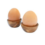Egg Cup made of Olive Wood and Stainless Steel