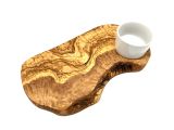 Serving board for dips made of olive wood including 4...