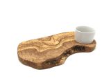 Serving board for dips made of olive wood including 4...