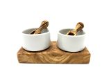 Dip Bowl Ø 8,5cm Porcelain / Olive Wood 5 pc. Type 1