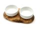 Futterstation Olivenholz RUSTY 2 x Porzellanschale 0,4 Liter
