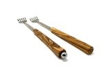 Back scratcher with shoehorn made of olive wood