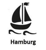 Souvenir aus Olivenholz / Motiv Segelboot Hamburg