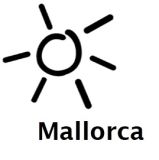 Souvenir aus Olivenholz / Motiv Sonne Mallorca