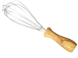 Schneebesen 30 cm Edelstahl mit Griff aus Olivenholz