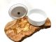 Futterstation RUSTY aus Olivenholz 2 x 1,5 Liter Porzellanschalen