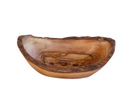 Seifenschale Rustikal PROTECT aus Olivenholz in 14-16 cm mit Rille
