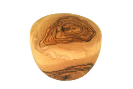 Shaving bowl with lid made of olive wood
