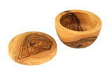 Shaving bowl with lid made of olive wood